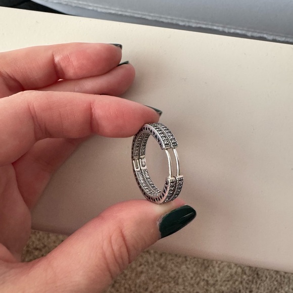 Pandora Medium Pave Silver Hoops - Picture 11 of 11